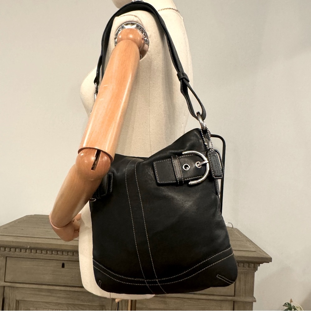 Vintage Coach Soho Black Leather Convertible Crossbody Shoulder Bag